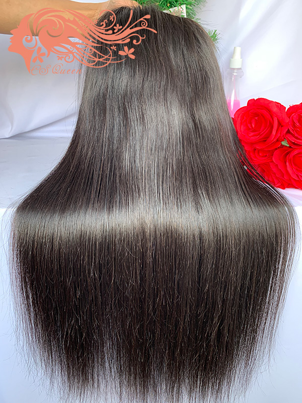 Csqueen 9A Straight hair 5*5 Transparent Lace Closure wig 100% human hair wigs 180%density - Click Image to Close